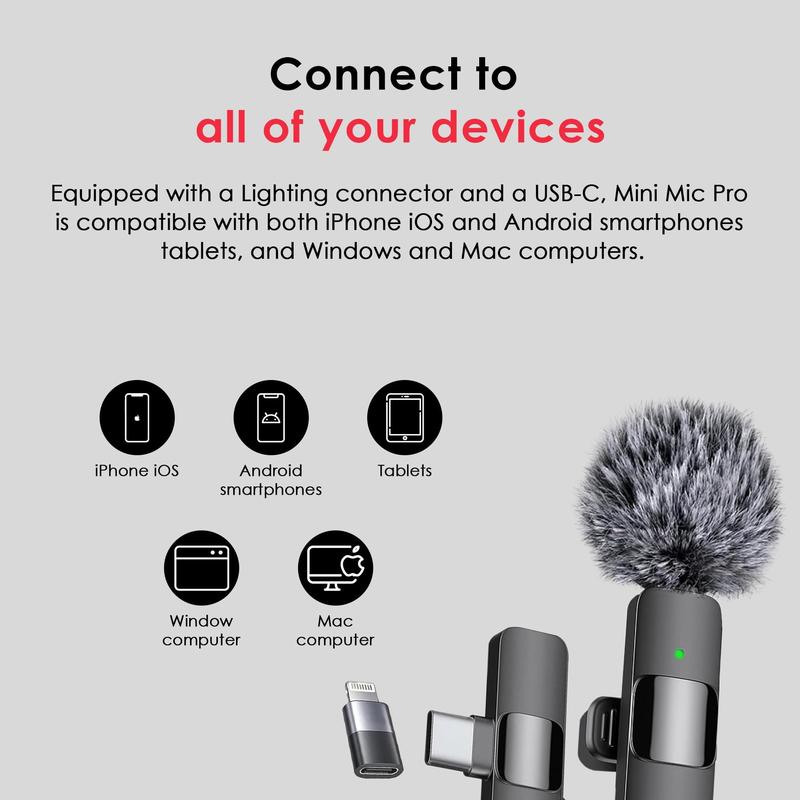Level Up Your Sound with Our Upgraded Mini Wireless Lavalier Mics! Perfect for iPhone 15, iOS & Android - 2 Pack for Interviews, Videos, Podcasts & YouTube!