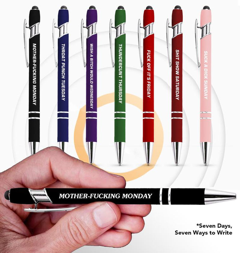 Funny Daily Quotes Metal Ballpoint Pen Set, 7 Counts per Set, Daily Funny & Sarcastic Quotes, Smooth Writing Pens, Office Stationery & Supplies
