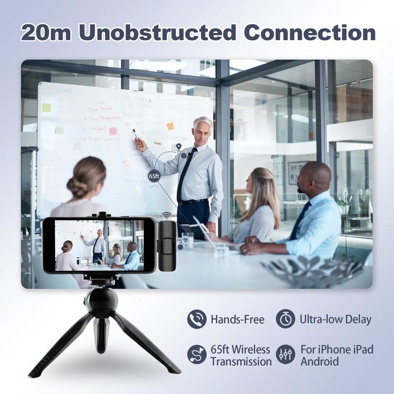 Level Up Your Sound with Our Upgraded Mini Wireless Lavalier Mics! Perfect for iPhone 15, iOS & Android - 2 Pack for Interviews, Videos, Podcasts & YouTube!