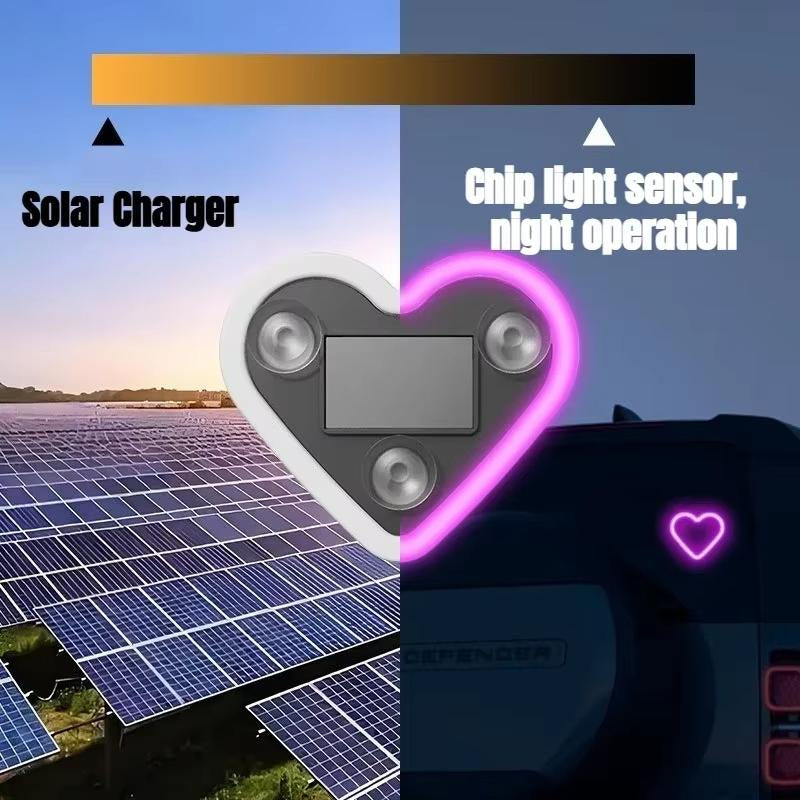 Joytutus Solar Powered Wireless LED Heart Shape C-Pillar Neon Light for Car Interior Decor Eco-Friendly Modern Stylish Look 9.57Mm X 8.42Mm X 15.36Mm