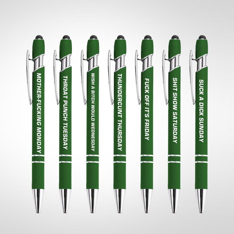 Funny Daily Quotes Metal Ballpoint Pen Set, 7 Counts per Set, Daily Funny & Sarcastic Quotes, Smooth Writing Pens, Office Stationery & Supplies