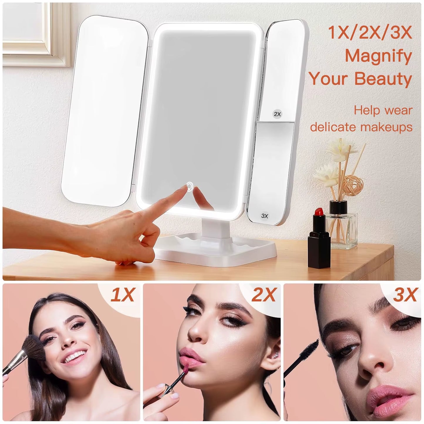 Glow Up Your Beauty Routine with Our LED Trifold Makeup Mirror! Perfect for Dorms! β¨π