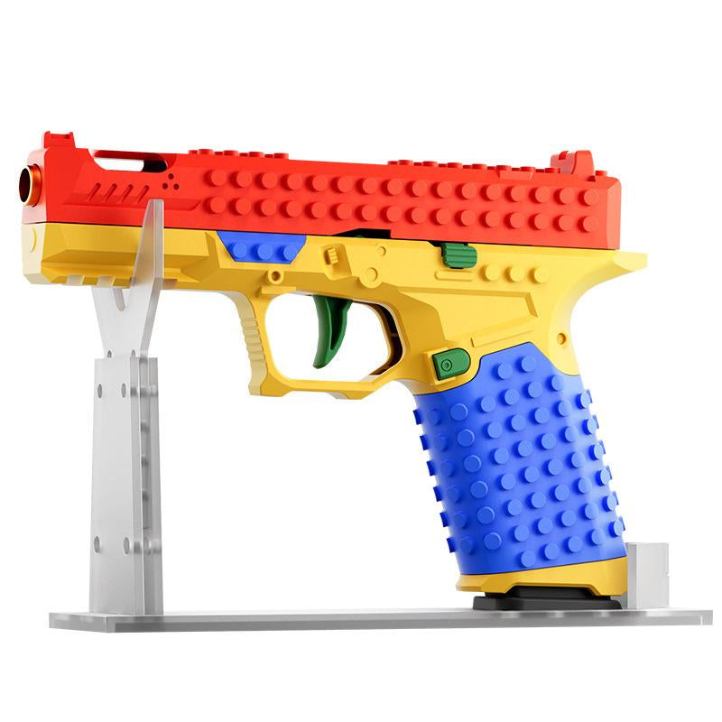 Assembleable Building Blocks G17 Soft Bullet Gun Recoil Firing Continuous Shell Ejection Handgun Toy Gun Mechanical Linkage Collaborative Tactical Building Block Set
