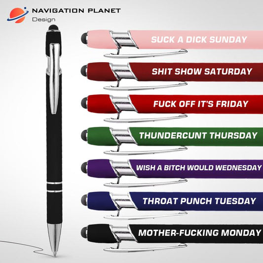 Funny Daily Quotes Metal Ballpoint Pen Set, 7 Counts per Set, Daily Funny & Sarcastic Quotes, Smooth Writing Pens, Office Stationery & Supplies