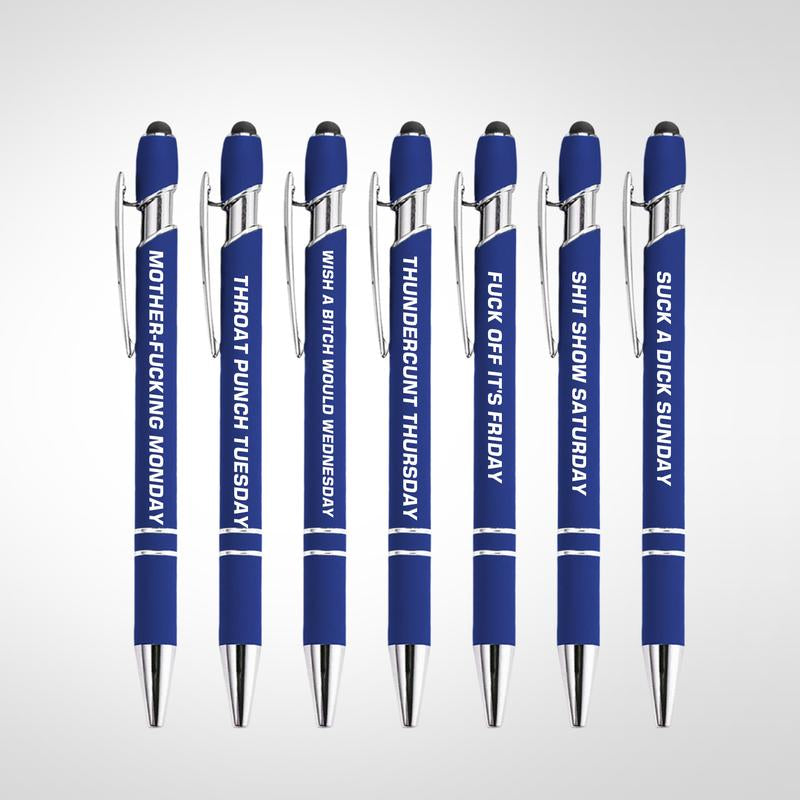 Funny Daily Quotes Metal Ballpoint Pen Set, 7 Counts per Set, Daily Funny & Sarcastic Quotes, Smooth Writing Pens, Office Stationery & Supplies