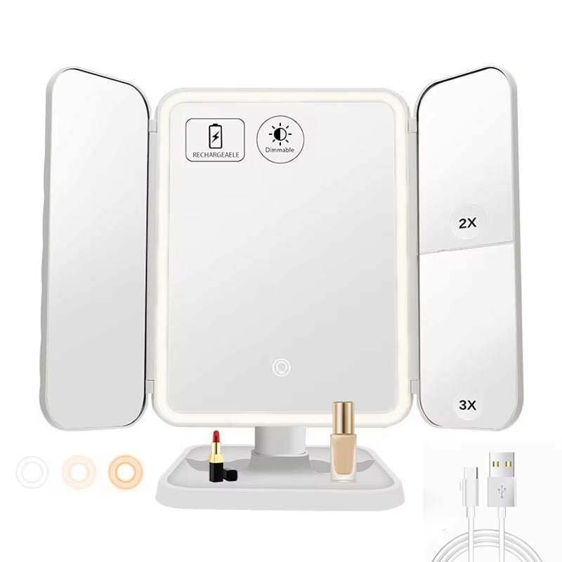 Glow Up Your Beauty Routine with Our LED Trifold Makeup Mirror! Perfect for Dorms! β¨π