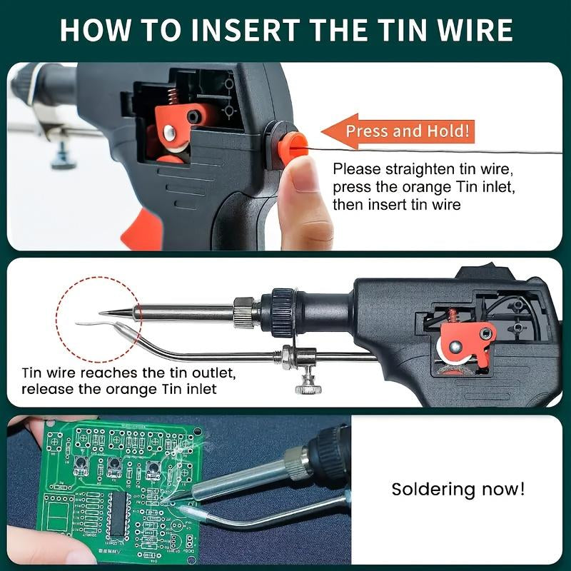 Soldering Iron Kit 180-520℃ Adjustable Temperature Corded Solder Iron Internal Heat Electric Welding Tool with Welding Wire for Circuit Board Computer Electronic Repair