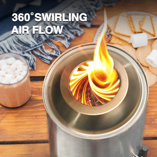 6.5 Inch Tabletop Fire Pit Round, Portable Outdoor Smokeless Firepit Silver