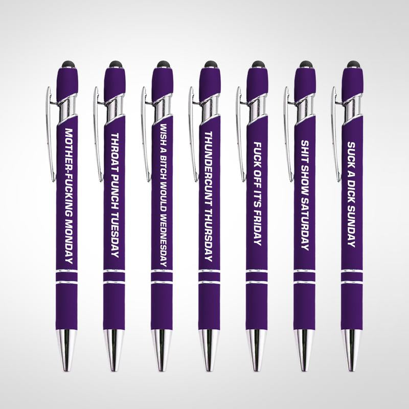 Funny Daily Quotes Metal Ballpoint Pen Set, 7 Counts per Set, Daily Funny & Sarcastic Quotes, Smooth Writing Pens, Office Stationery & Supplies