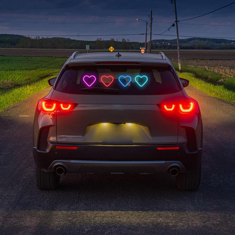 Joytutus Solar Powered Wireless LED Heart Shape C-Pillar Neon Light for Car Interior Decor Eco-Friendly Modern Stylish Look 9.57Mm X 8.42Mm X 15.36Mm