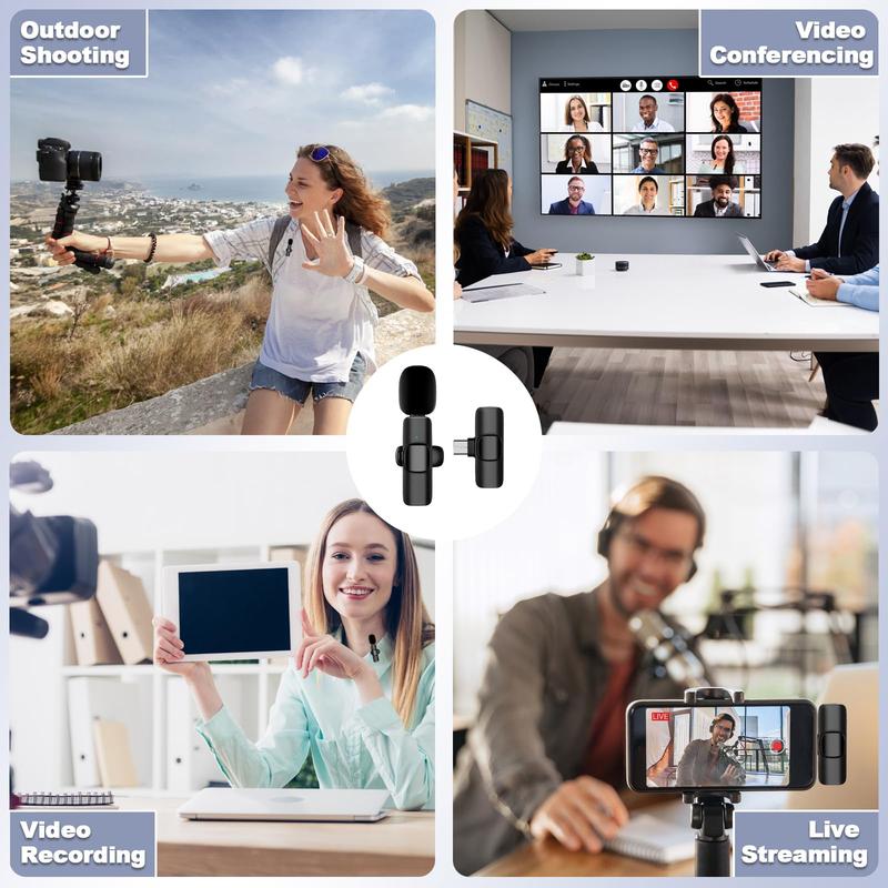 Level Up Your Sound with Our Upgraded Mini Wireless Lavalier Mics! Perfect for iPhone 15, iOS & Android - 2 Pack for Interviews, Videos, Podcasts & YouTube!