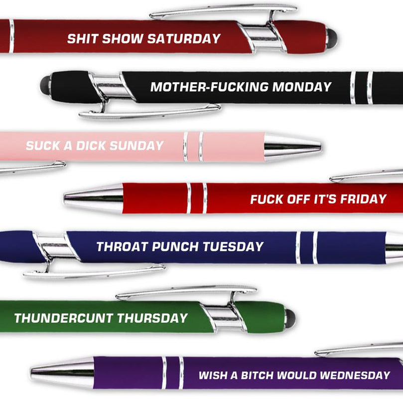 Funny Daily Quotes Metal Ballpoint Pen Set, 7 Counts per Set, Daily Funny & Sarcastic Quotes, Smooth Writing Pens, Office Stationery & Supplies