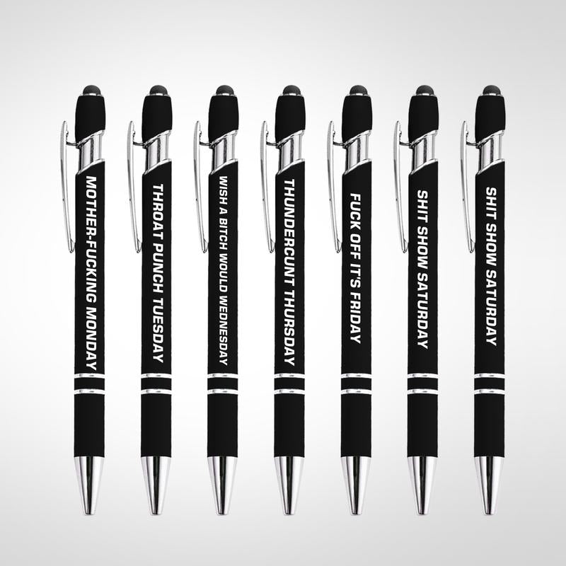 Funny Daily Quotes Metal Ballpoint Pen Set, 7 Counts per Set, Daily Funny & Sarcastic Quotes, Smooth Writing Pens, Office Stationery & Supplies