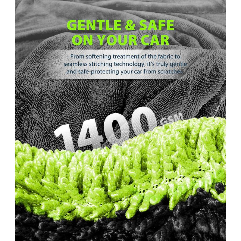 KKV Full-Sized Drying Towel, 48X24“ Dual Sided Microfiber Car Cleaning Towel with Twisting Yarn Technique for Suvs, 1400GSM Super Absorbent, Scratch-Free, Quick-Dry, Machine Washable