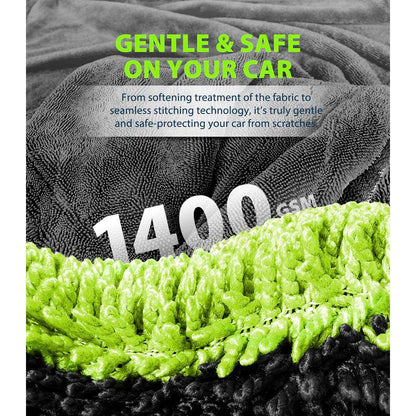 KKV Full-Sized Drying Towel, 48X24“ Dual Sided Microfiber Car Cleaning Towel with Twisting Yarn Technique for Suvs, 1400GSM Super Absorbent, Scratch-Free, Quick-Dry, Machine Washable