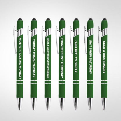 Funny Daily Quotes Metal Ballpoint Pen Set, 7 Counts per Set, Daily Funny & Sarcastic Quotes, Smooth Writing Pens, Office Stationery & Supplies