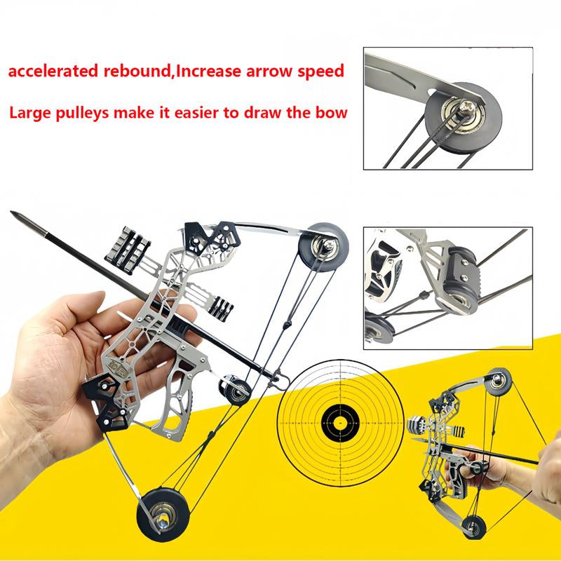 10.2-Inch Stainless Steel Mini Composite Bow, Small Arrows, Suitable for Beginner Archery Practice, Entertainment and Fun Gift, Mini Bow Archery Set