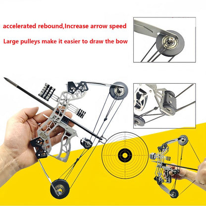 10.2-Inch Stainless Steel Mini Composite Bow, Small Arrows, Suitable for Beginner Archery Practice, Entertainment and Fun Gift, Mini Bow Archery Set