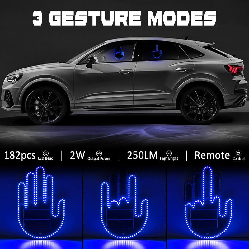 DIBMS Wireless Control of LED Car Gesture Light with Remote Control, Recyclable & Rechargeable, Fun Rear Window Sign,Calming Road Rage, Ambient Lighting Kit,3 Modes Adjustable Finger Lights.