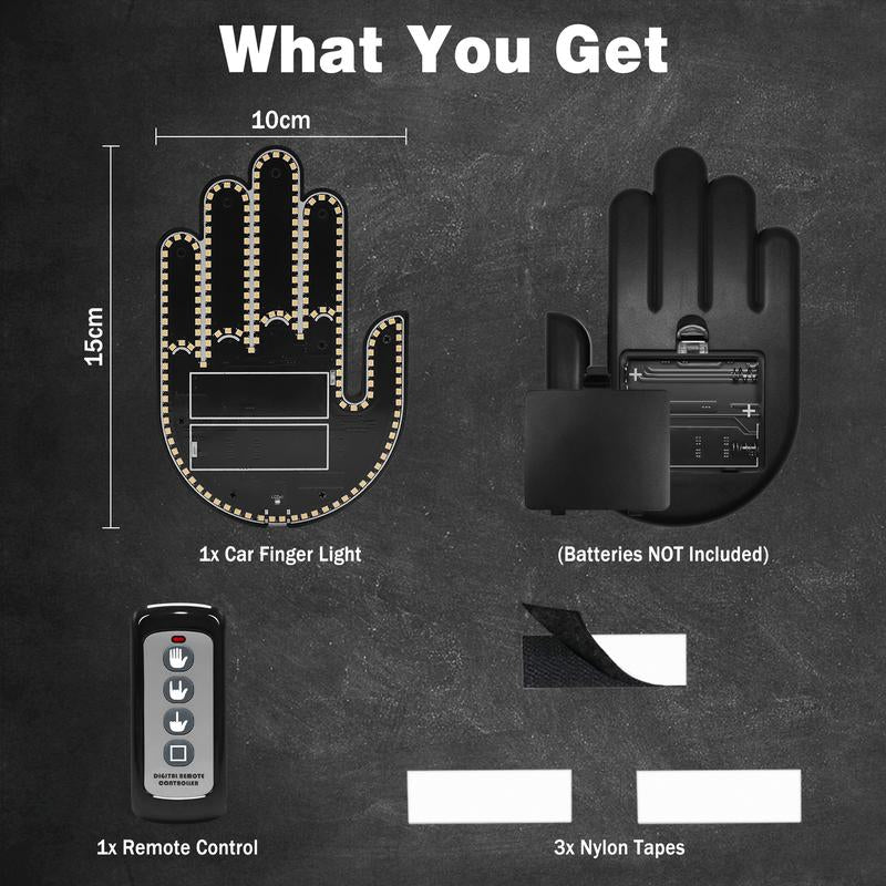 DIBMS Wireless Control of LED Car Gesture Light with Remote Control, Recyclable & Rechargeable, Fun Rear Window Sign,Calming Road Rage, Ambient Lighting Kit,3 Modes Adjustable Finger Lights.