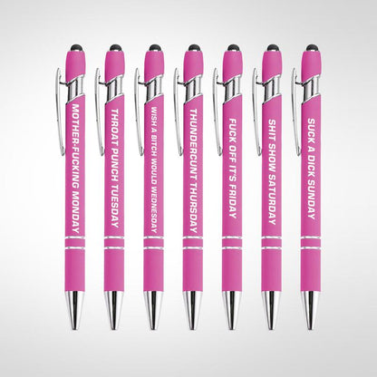 Funny Daily Quotes Metal Ballpoint Pen Set, 7 Counts per Set, Daily Funny & Sarcastic Quotes, Smooth Writing Pens, Office Stationery & Supplies