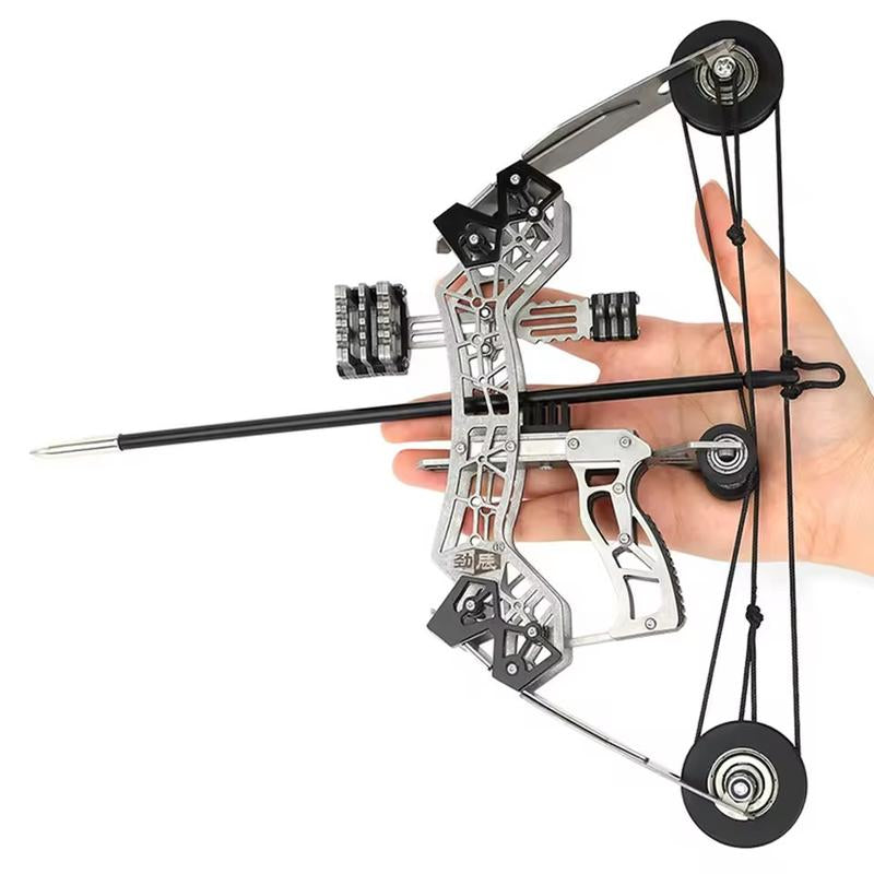 10.2-Inch Stainless Steel Mini Composite Bow, Small Arrows, Suitable for Beginner Archery Practice, Entertainment and Fun Gift, Mini Bow Archery Set