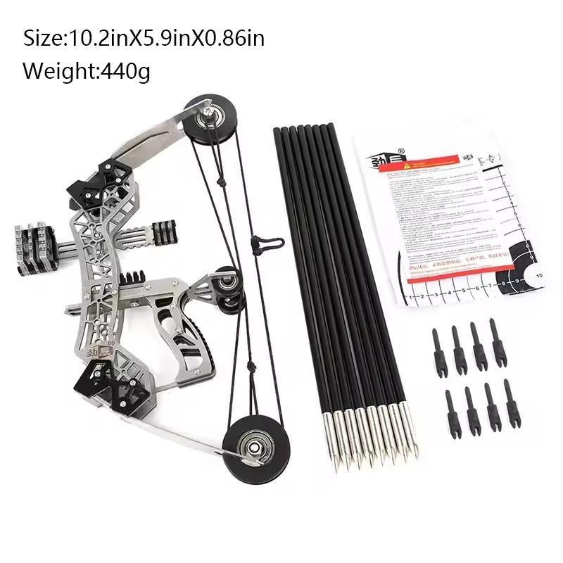 10.2-Inch Stainless Steel Mini Composite Bow, Small Arrows, Suitable for Beginner Archery Practice, Entertainment and Fun Gift, Mini Bow Archery Set