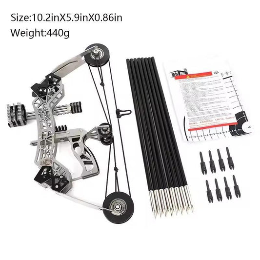 10.2-Inch Stainless Steel Mini Composite Bow, Small Arrows, Suitable for Beginner Archery Practice, Entertainment and Fun Gift, Mini Bow Archery Set