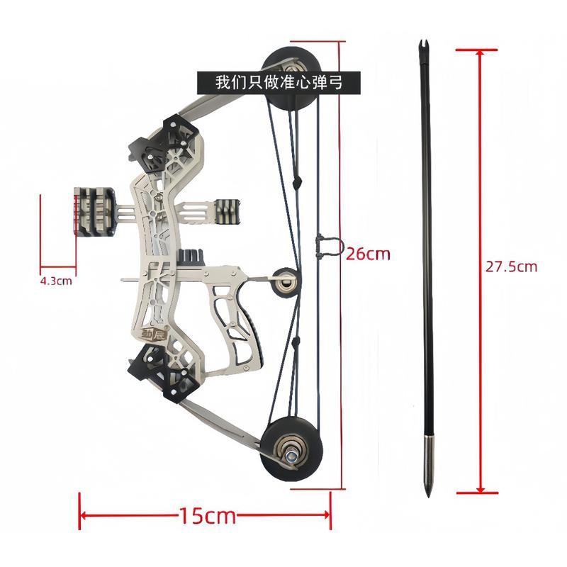 10.2-Inch Stainless Steel Mini Composite Bow, Small Arrows, Suitable for Beginner Archery Practice, Entertainment and Fun Gift, Mini Bow Archery Set