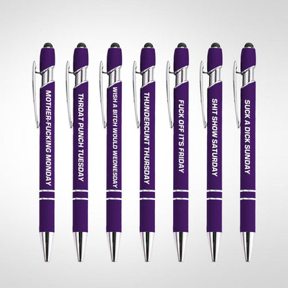 Funny Daily Quotes Metal Ballpoint Pen Set, 7 Counts per Set, Daily Funny & Sarcastic Quotes, Smooth Writing Pens, Office Stationery & Supplies