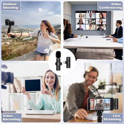 Level Up Your Sound with Our Upgraded Mini Wireless Lavalier Mics! Perfect for iPhone 15, iOS & Android - 2 Pack for Interviews, Videos, Podcasts & YouTube!