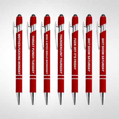 Funny Daily Quotes Metal Ballpoint Pen Set, 7 Counts per Set, Daily Funny & Sarcastic Quotes, Smooth Writing Pens, Office Stationery & Supplies